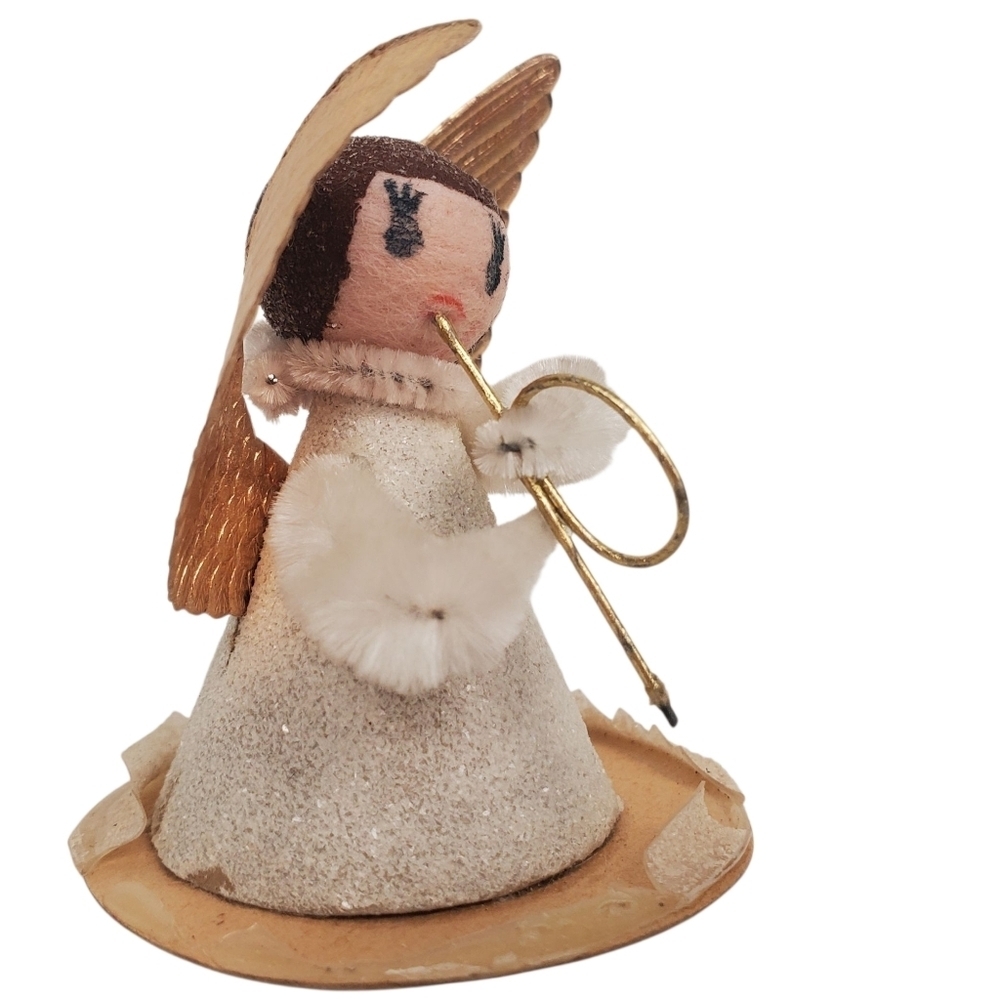 Vntg 1962 Gold and White Angel Figurine. Christmas Decor Ornament - Picture 2 of 6